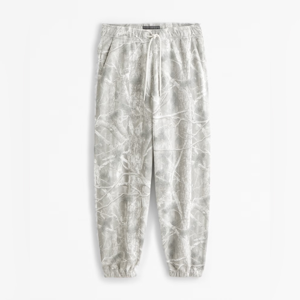 Abercrombie Essential Sweatpants Light Gray Camo Print Women’s Small